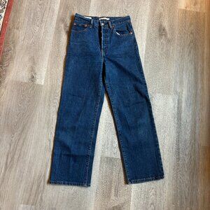 Levi's Women's Ribcage Straight Wide Leg Jeans Medium Blue Size 27x27